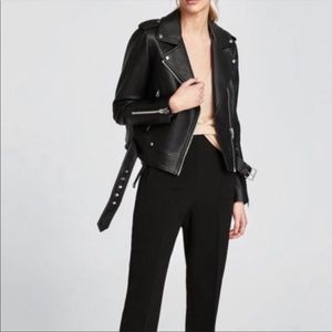 Leather motor biker jacket